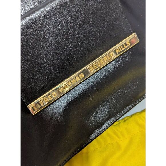 Fred Hayman Beverly Hills Unisex Black Leather Shoulder Bag & Wallet with Dust B - Picture 2 of 12